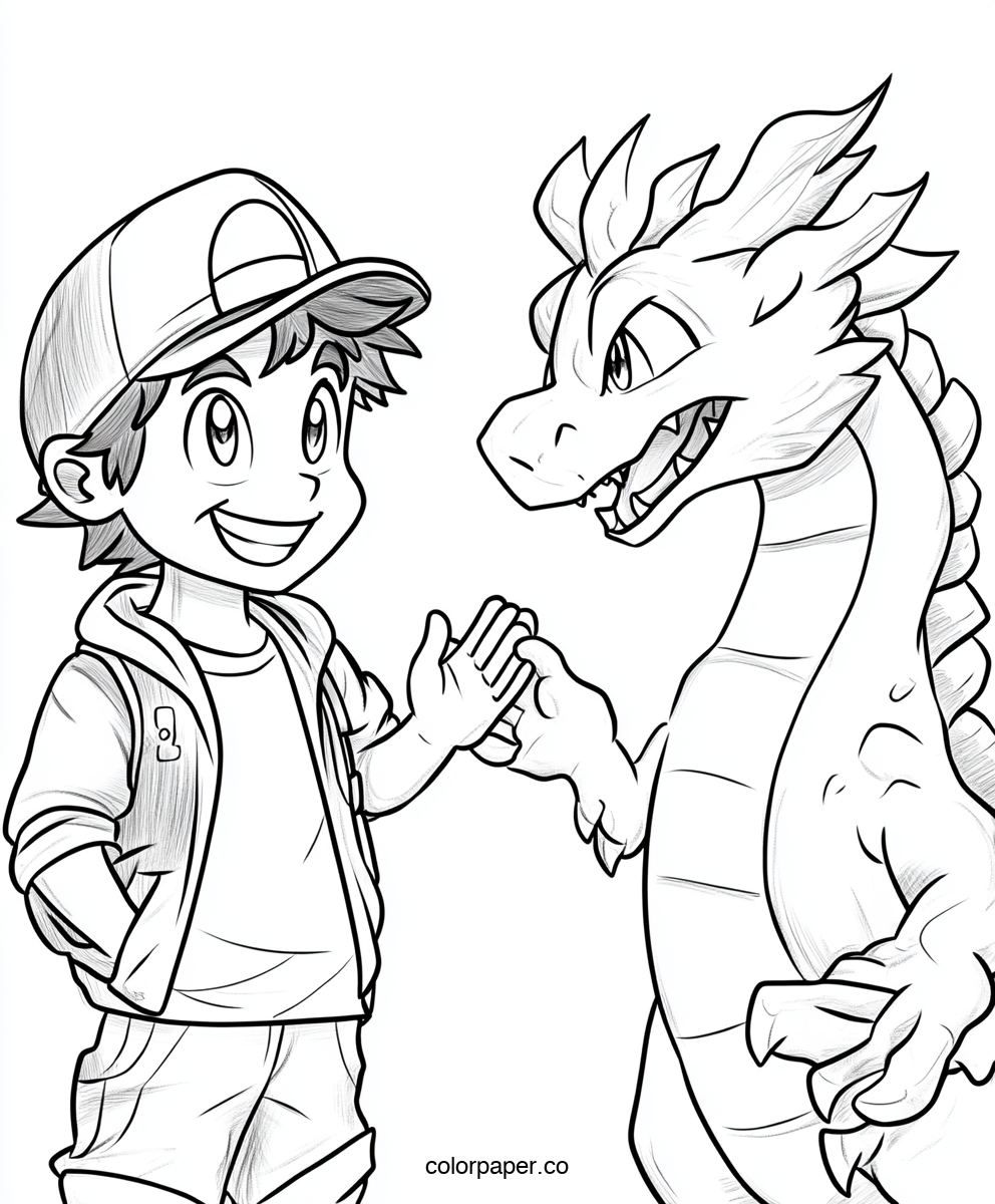 Ash and Charizard High-Five