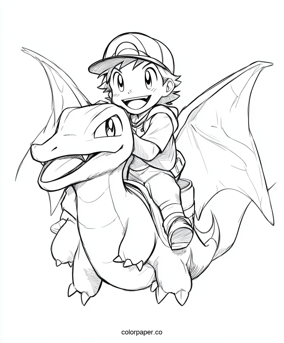 Ash Riding on Charizard's Back