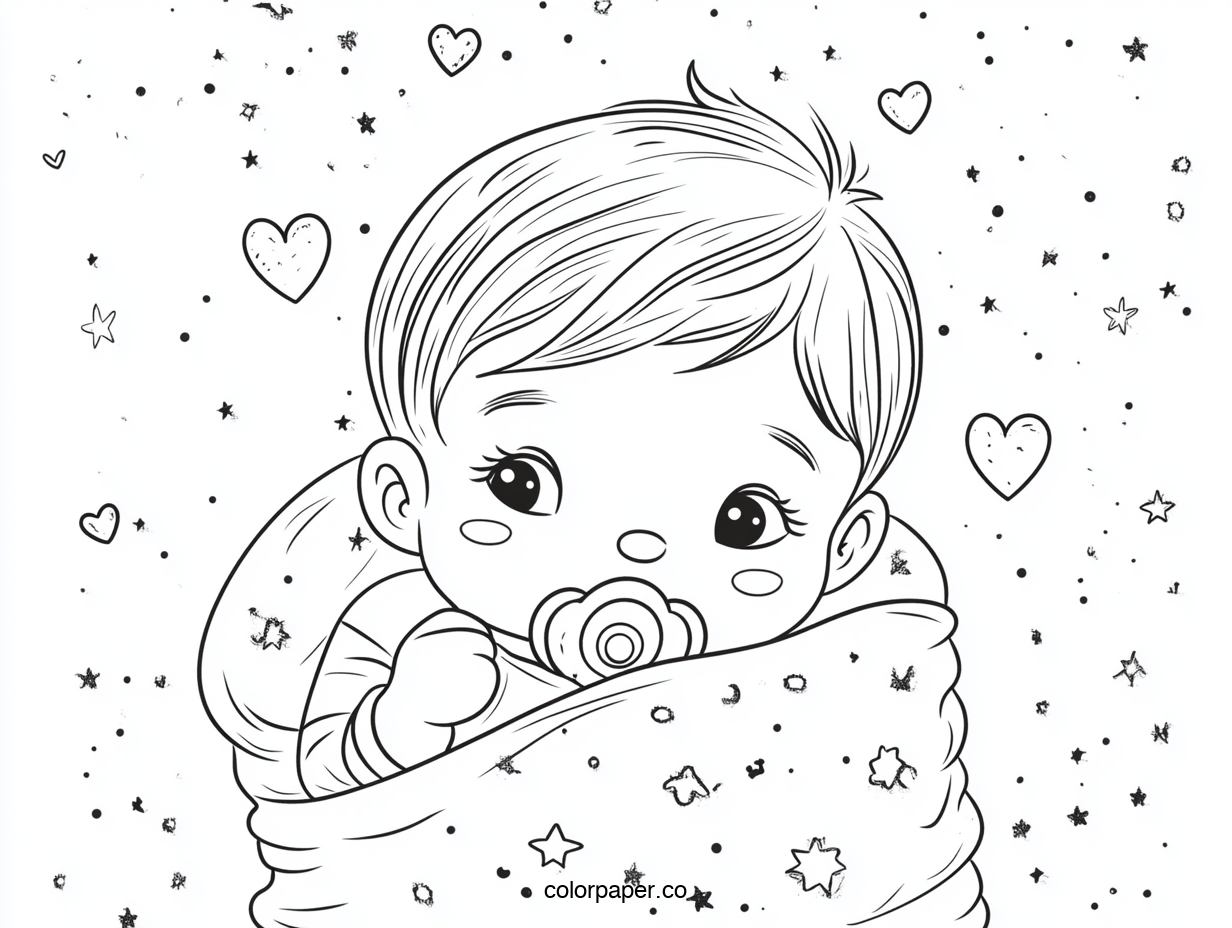 Baby with Pacifier and Blanket