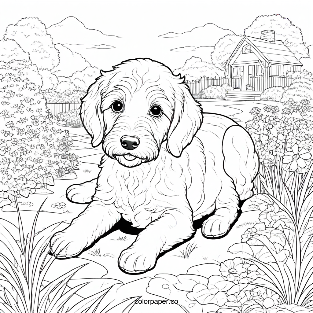 Charming Labradoodle Puppy Scene