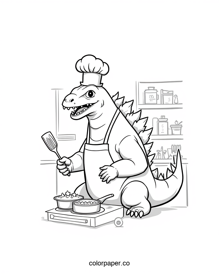 Godzilla as a Chef in the Kitchen