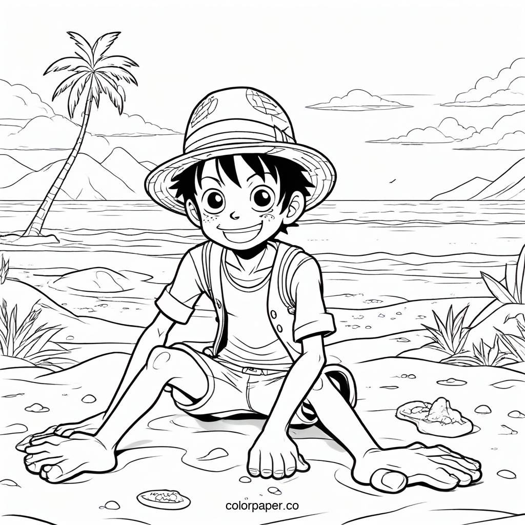 Monkey D. Luffy's Beach Day Scene