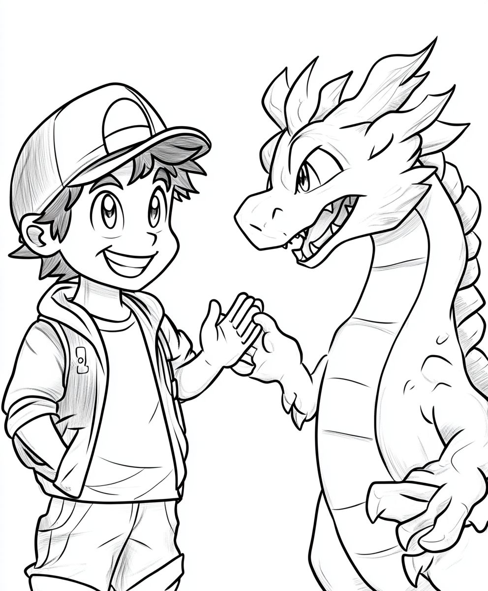 Ash and Charizard High-Five