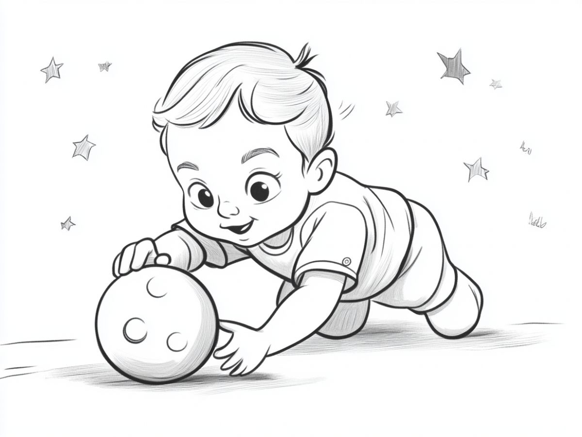 Baby Crawling with a Toy Ball