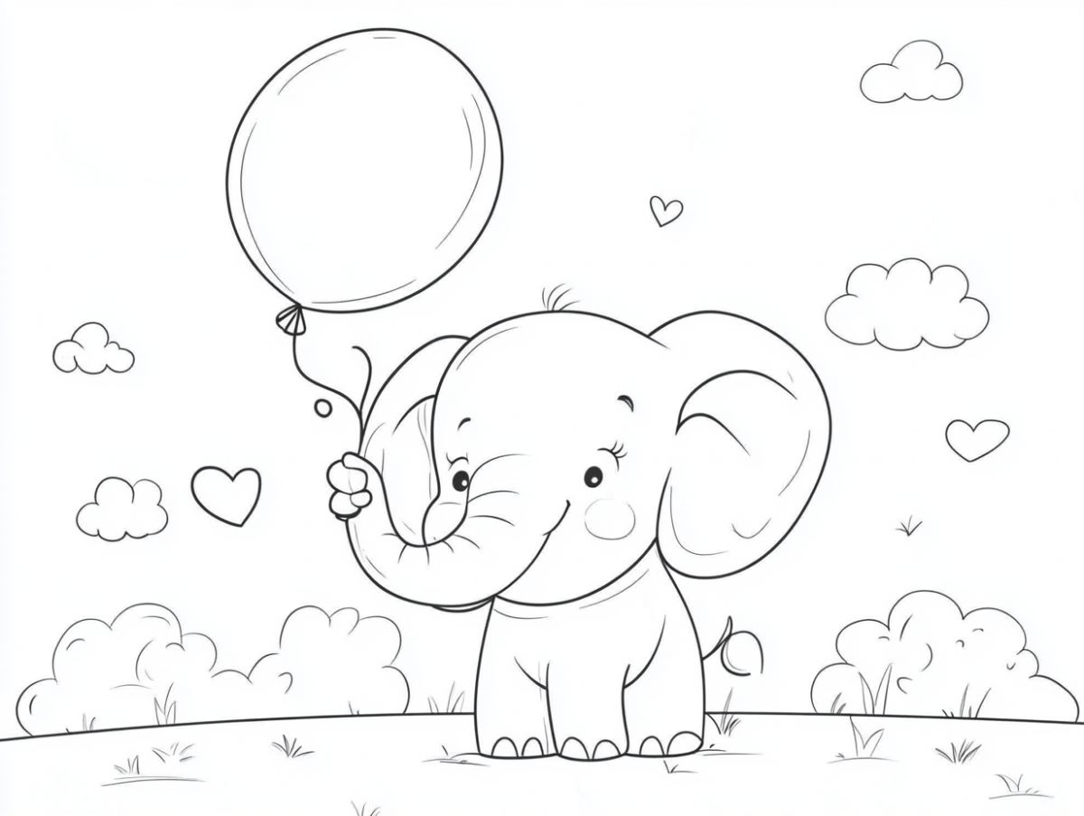 Baby Elephant with Balloon