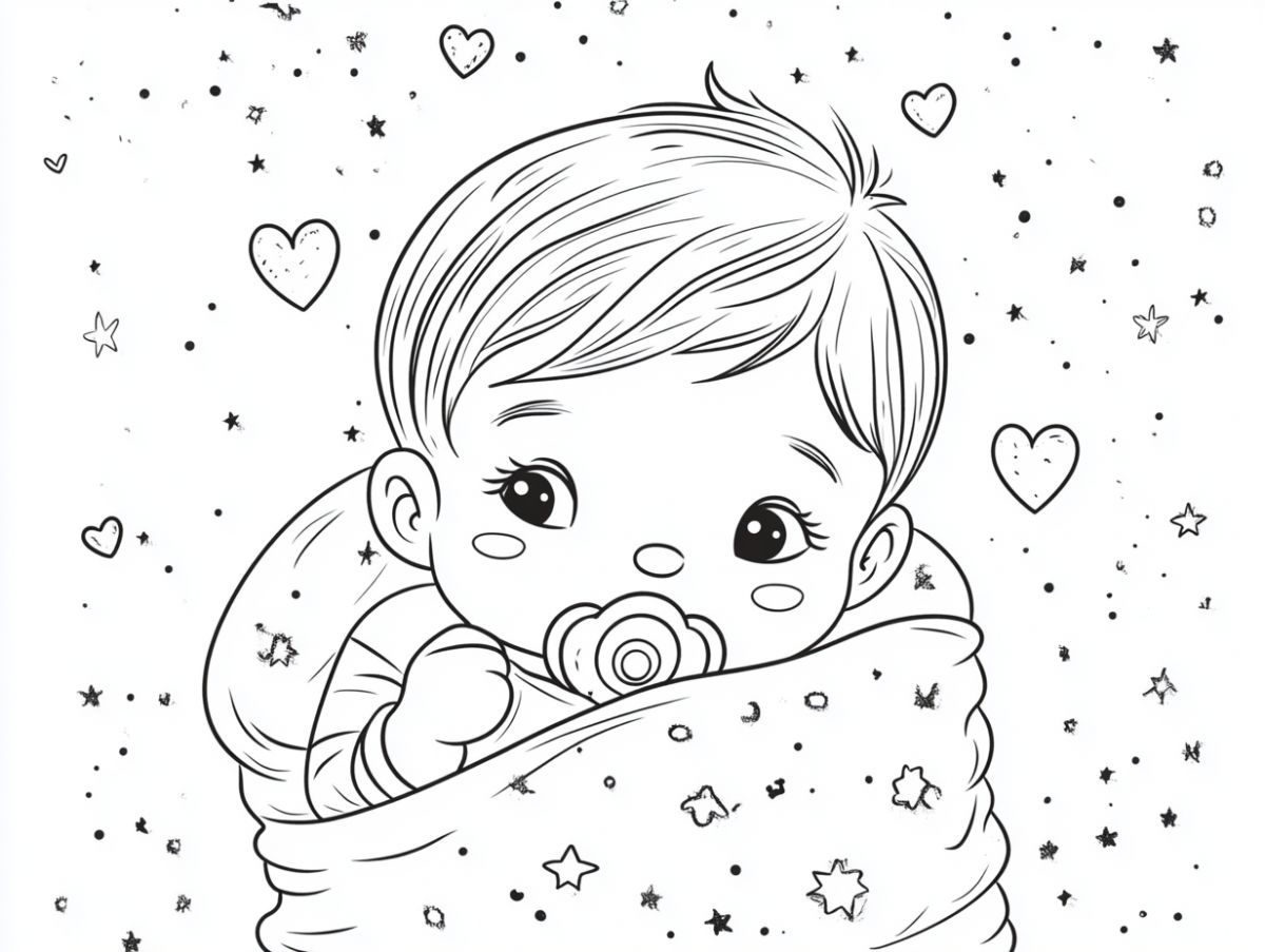 Baby with Pacifier and Blanket