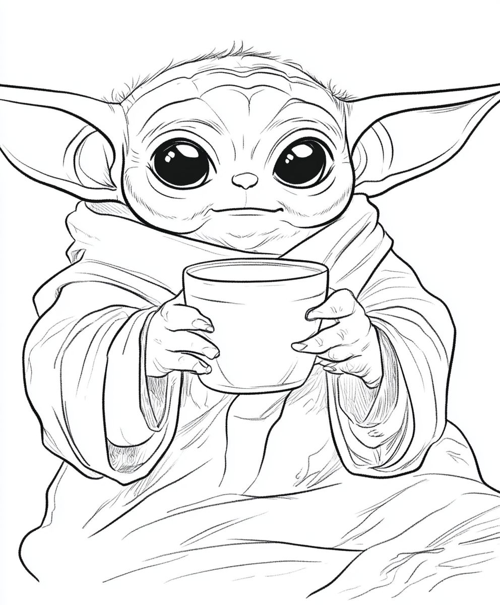 Baby Yoda Holding a Cup