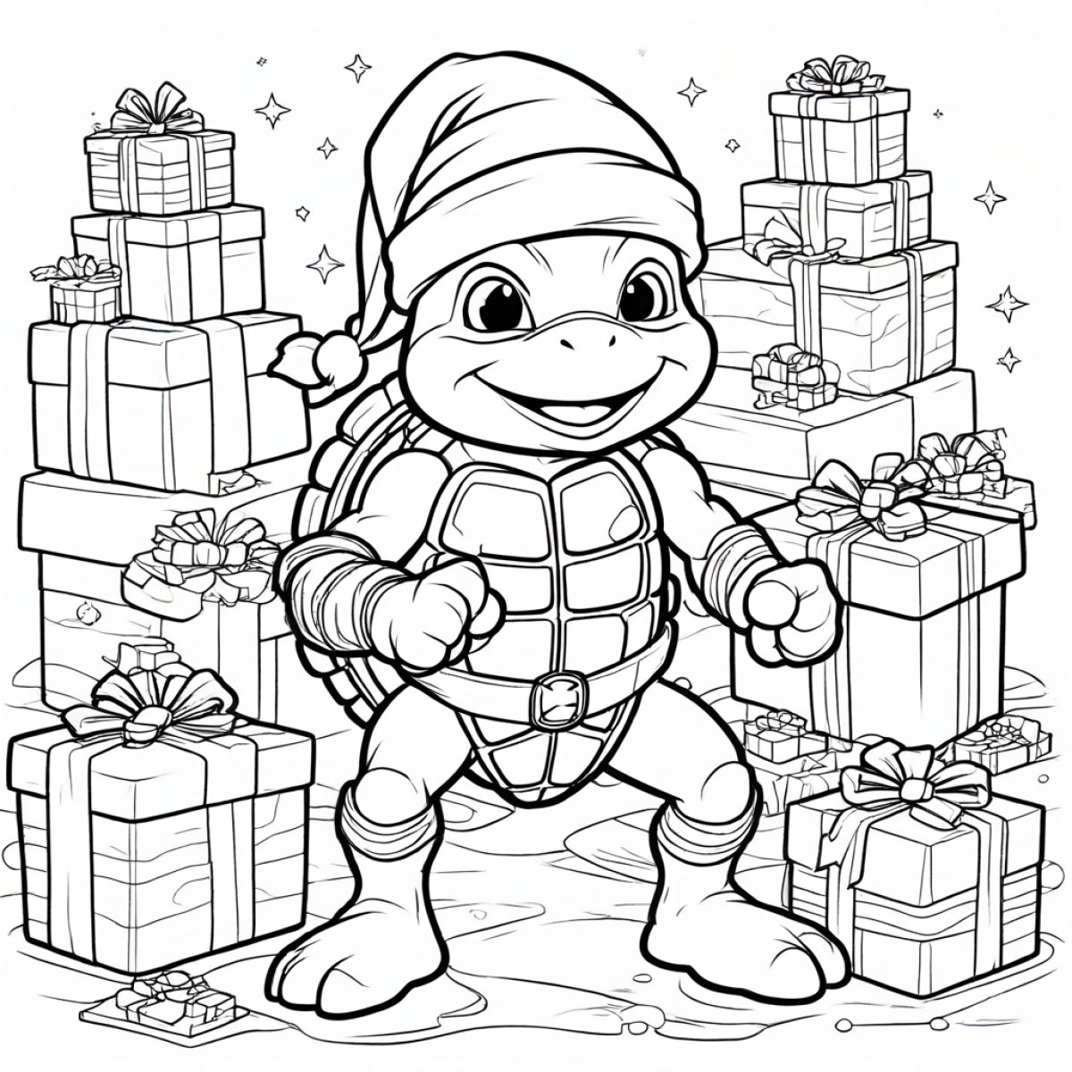 Festive Turtle Warrior Christmas Time